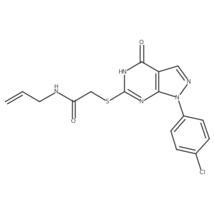 N-allyl-2-((1-(4-chlorophenyl)-4-oxo-4,5-dihydro-1H-pyrazolo[3,4-d]pyrimidin-6-yl)thio)acetamide结构式