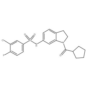 3-chloro-N-(1-(cyclopentanecarbonyl)indolin-6-yl)-4-fluorobenzenesulfonamide结构式