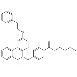 N-(2-methoxyethyl)-4-((4-oxo-2-((2-oxo-2-(phenethylamino)ethyl)thio)quinazolin-3(4H)-yl)methyl)benzamide结构式