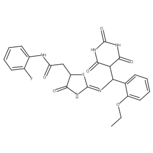 5-Thiazoleacetamide, 2-[[(2-ethoxyphenyl)(hexahydro-2,4,6-trioxo-5-pyrimidinyl)methyl]amino]-N-(2-fluorophenyl)-4,5-dihydro-4-oxo-结构式