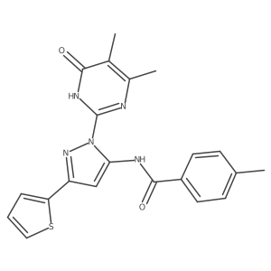 N-(1-(4,5-dimethyl-6-oxo-1,6-dihydropyrimidin-2-yl)-3-(thiophen-2-yl)-1H-pyrazol-5-yl)-4-methylbenzamide Structure