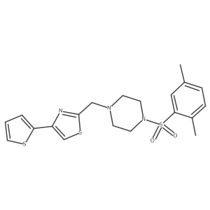 2-((4-((2,5-Dimethylphenyl)sulfonyl)piperazin-1-yl)methyl)-4-(thiophen-2-yl)thiazole Structure