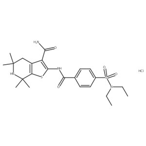 2-(4-(N,N-diethylsulfamoyl)benzamido)-5,5,7,7-tetramethyl-4,5,6,7-tetrahydrothieno[2,3-c]pyridine-3-carboxamide hydrochloride结构式