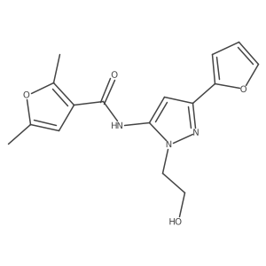 N-(3-(furan-2-yl)-1-(2-hydroxyethyl)-1H-pyrazol-5-yl)-2,5-dimethylfuran-3-carboxamide Structure
