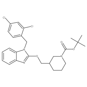tert-Butyl 3-(((1-(2,4-dichlorobenzyl)-1H-benzo[d]imidazol-2-yl)oxy)methyl)piperidine-1-carboxylate结构式