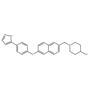 1-[[6-[5-(1H-pyrazol-5-yl)pyridin-2-yl]oxynaphthalen-2-yl]methyl]piperidin-4-ol结构式