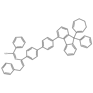 N'-[1-[4-[4-(9-cyclohepta-1,6-dien-1-yl-9-phenylfluoren-4-yl)phenyl]phenyl]-3-phenylprop-1-enyl]benzenecarboximidamide Structure