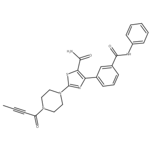 2-(4-(But-2-ynoyl)piperazin-1-yl)-4-(3-(phenylcarbamoyl)phenyl)thiazole-5-carboxamide结构式