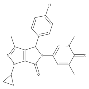 rel-5-[(4R)-4-(4-chlorophenyl)-1-cyclopropyl-3-methyl-6-oxo-1H,4H,5H,6H-pyrrolo[3,4-c]pyrazol-5-yl]-1,3-dimethyl-1,2-dihydropyridin-2-one Structure