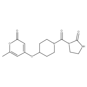1-(4-((6-methyl-2-oxo-2H-pyran-4-yl)oxy)piperidine-1-carbonyl)imidazolidin-2-one Structure