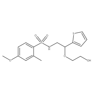 N-(2-(2-hydroxyethoxy)-2-(thiophen-2-yl)ethyl)-4-methoxy-2-methylbenzenesulfonamide结构式