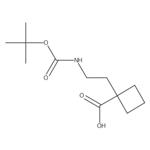 1-(2-((Tert-butoxycarbonyl)amino)ethyl)cyclobutane-1-carboxylic acid结构式