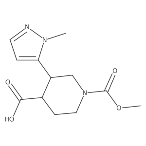 (3S,4S)-1-Methoxycarbonyl-3-(2-methylpyrazol-3-yl)piperidine-4-carboxylic acid结构式