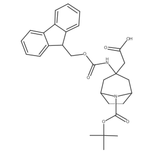 2-{8-[(tert-butoxy)carbonyl]-3-({[(9H-fluoren-9-yl)methoxy]carbonyl}amino)-8-azabicyclo[3.2.1]octan-3-yl}acetic acid结构式