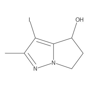 3-Iodo-2-methyl-5,6-dihydro-4H-pyrrolo[1,2-b]pyrazol-4-ol Structure