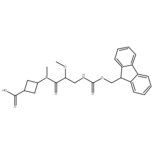 3-[3-({[(9H-fluoren-9-yl)methoxy]carbonyl}amino)-2-methoxy-N-methylpropanamido]cyclobutane-1-carboxylic acid Structure