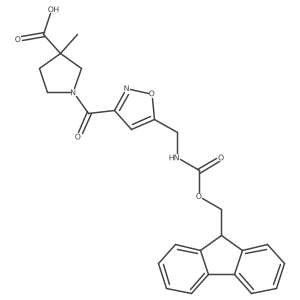 1-{5-[({[(9H-fluoren-9-yl)methoxy]carbonyl}amino)methyl]-1,2-oxazole-3-carbonyl}-3-methylpyrrolidine-3-carboxylic acid结构式