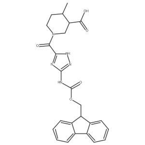 1-[5-({[(9H-fluoren-9-yl)methoxy]carbonyl}amino)-1H-1,2,4-triazole-3-carbonyl]-4-methylpiperidine-3-carboxylic acid结构式