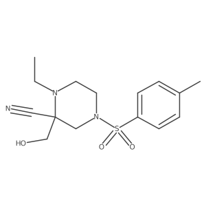 (R)-1-Ethyl-2-(hydroxymethyl)-4-tosylpiperazine-2-carbonitrile结构式