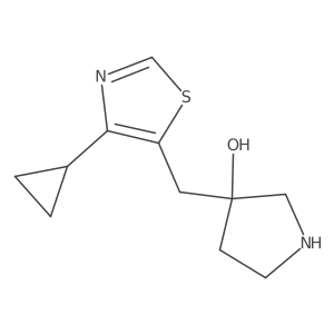 3-[(4-Cyclopropyl-1,3-thiazol-5-yl)methyl]pyrrolidin-3-ol Structure