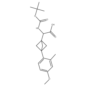 2-[3-(4-Methoxy-2-methylphenyl)-1-bicyclo[1.1.1]pentanyl]-2-[(2-methylpropan-2-yl)oxycarbonylamino]acetic acid Structure