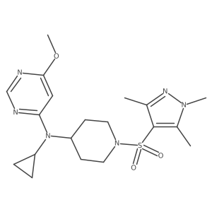 N-cyclopropyl-6-methoxy-N-{1-[(1,3,5-trimethyl-1H-pyrazol-4-yl)sulfonyl]piperidin-4-yl}pyrimidin-4-amine结构式