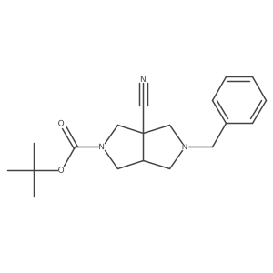 Tert-butyl (3aS,6aS)-2-benzyl-3a-cyano-3,4,6,6a-tetrahydro-1H-pyrrolo[3,4-c]pyrrole-5-carboxylate结构式