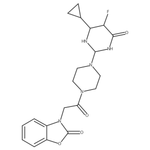 3-[2-[4-(4-Cyclopropyl-5-fluoro-6-oxo-1,3-diazinan-2-yl)piperazin-1-yl]-2-oxoethyl]-1,3-benzoxazol-2-one结构式