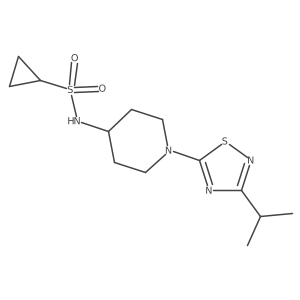 N-{1-[3-(propan-2-yl)-1,2,4-thiadiazol-5-yl]piperidin-4-yl}cyclopropanesulfonamide结构式
