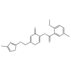 6-(((4-methylthiazol-2-yl)thio)methyl)-4-oxo-4H-pyran-3-yl 5-chloro-2-methoxybenzoate结构式
