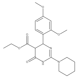 Ethyl 6-(2,4-dimethoxyphenyl)-4-oxo-2-(piperidin-1-yl)-1,4,5,6-tetrahydropyrimidine-5-carboxylate结构式