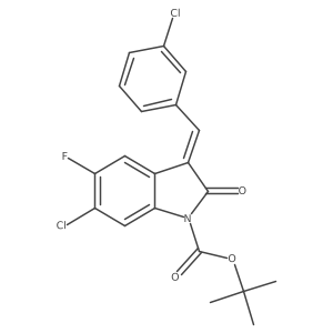 1,1-Dimethylethyl 6-chloro-3-[(3-chlorophenyl)methylene]-5-fluoro-2,3-dihydro-2-oxo-1H-indole-1-carboxylate Structure