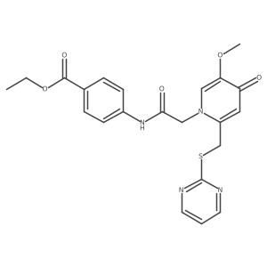 ethyl 4-(2-(5-methoxy-4-oxo-2-((pyrimidin-2-ylthio)methyl)pyridin-1(4H)-yl)acetamido)benzoate Structure
