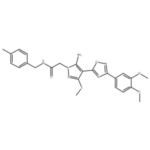 2-(5-amino-4-(3-(3,4-dimethoxyphenyl)-1,2,4-oxadiazol-5-yl)-3-(methylthio)-1H-pyrazol-1-yl)-N-(4-methylbenzyl)acetamide结构式
