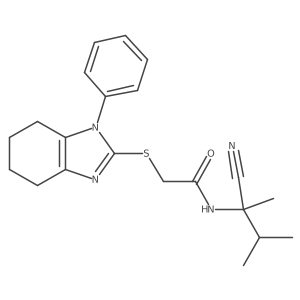 N-(2-Cyano-3-methylbutan-2-yl)-2-[(1-phenyl-4,5,6,7-tetrahydrobenzimidazol-2-yl)sulfanyl]acetamide Structure