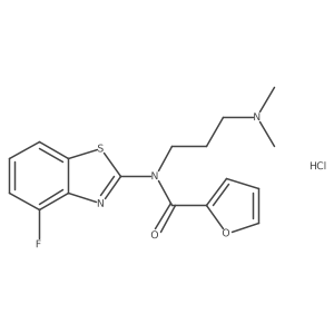 N-(3-(dimethylamino)propyl)-N-(4-fluorobenzo[d]thiazol-2-yl)furan-2-carboxamide hydrochloride结构式