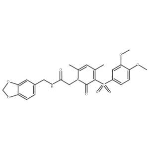 N-[(2H-1,3-benzodioxol-5-yl)methyl]-2-[3-(3,4-dimethoxybenzenesulfonyl)-4,6-dimethyl-2-oxo-1,2-dihydropyridin-1-yl]acetamide结构式