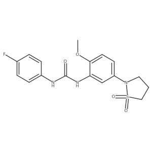 COc1ccc(N2CCCS2(=O)=O)cc1NC(=O)Nc1ccc(F)cc1结构式
