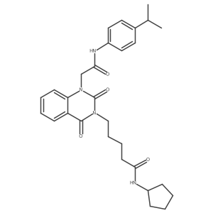 N-cyclopentyl-5-(1-(2-((4-isopropylphenyl)amino)-2-oxoethyl)-2,4-dioxo-1,2-dihydroquinazolin-3(4H)-yl)pentanamide Structure