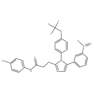 N-(4-chlorophenyl)-2-((5-(3-nitrophenyl)-1-(4-(trifluoromethoxy)phenyl)-1H-imidazol-2-yl)thio)acetamide结构式