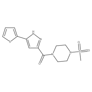 (4-(methylsulfonyl)piperazin-1-yl)(5-(thiophen-2-yl)-1H-pyrazol-3-yl)methanone结构式