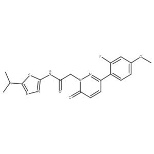 2-[3-(2-fluoro-4-methoxyphenyl)-6-oxopyridazin-1(6H)-yl]-N-[(2E)-5-(propan-2-yl)-1,3,4-thiadiazol-2(3H)-ylidene]acetamide结构式
