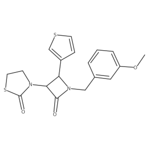 3-{1-[(3-Methoxyphenyl)methyl]-2-oxo-4-(thiophen-3-yl)azetidin-3-yl}-1,3-thiazolidin-2-one结构式
