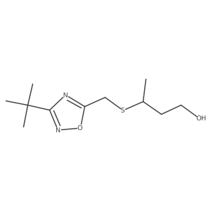 3-(((3-(Tert-butyl)-1,2,4-oxadiazol-5-yl)methyl)thio)butan-1-ol Structure