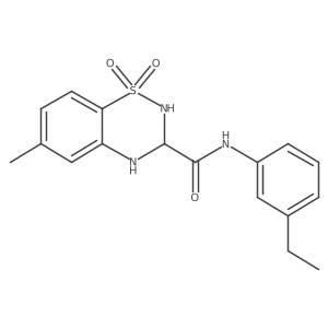 N-(3-ethylphenyl)-6-methyl-3,4-dihydro-2H-1,2,4-benzothiadiazine-3-carboxamide 1,1-dioxide结构式