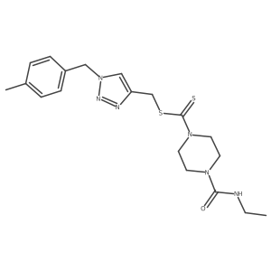 1-Piperazinecarbodithioic acid, 4-[(ethylamino)carbonyl]-, [1-[(4-methylphenyl)methyl]-1H-1,2,3-triazol-4-yl]methyl ester Structure
