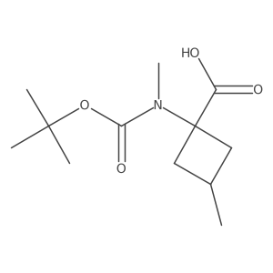 1-((tert-Butoxycarbonyl)(methyl)amino)-3-methylcyclobutane-1-carboxylic acid结构式