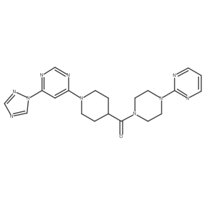 (1-(6-(1H-1,2,4-triazol-1-yl)pyrimidin-4-yl)piperidin-4-yl)(4-(pyrimidin-2-yl)piperazin-1-yl)methanone结构式