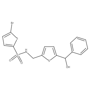 5-bromo-N-((5-(hydroxy(phenyl)methyl)thiophen-2-yl)methyl)thiophene-2-sulfonamide结构式