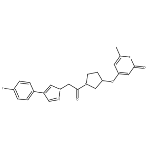 4-((1-(2-(4-(4-fluorophenyl)-1H-pyrazol-1-yl)acetyl)pyrrolidin-3-yl)oxy)-6-methyl-2H-pyran-2-one Structure